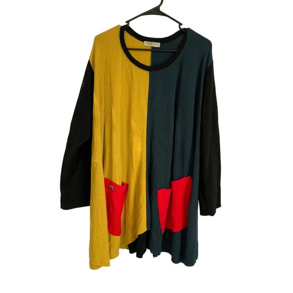 Margaret Winters Multicolor Gold/Red/Blue/Black Large Pocket Oversize Tunic - Picture 1 of 6